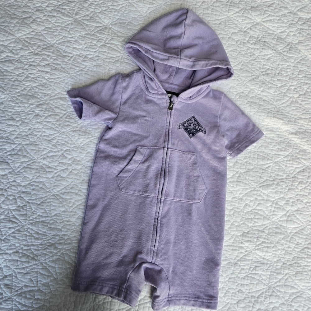 Roots Beaver Canoe Kanga Romper Organic Cotton Purple 18-24 Months